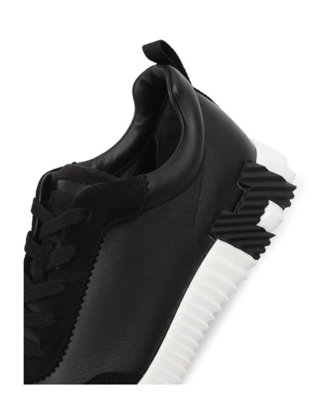 HERMES Черные кожаные низкие кроссовки / кеды, фото 3