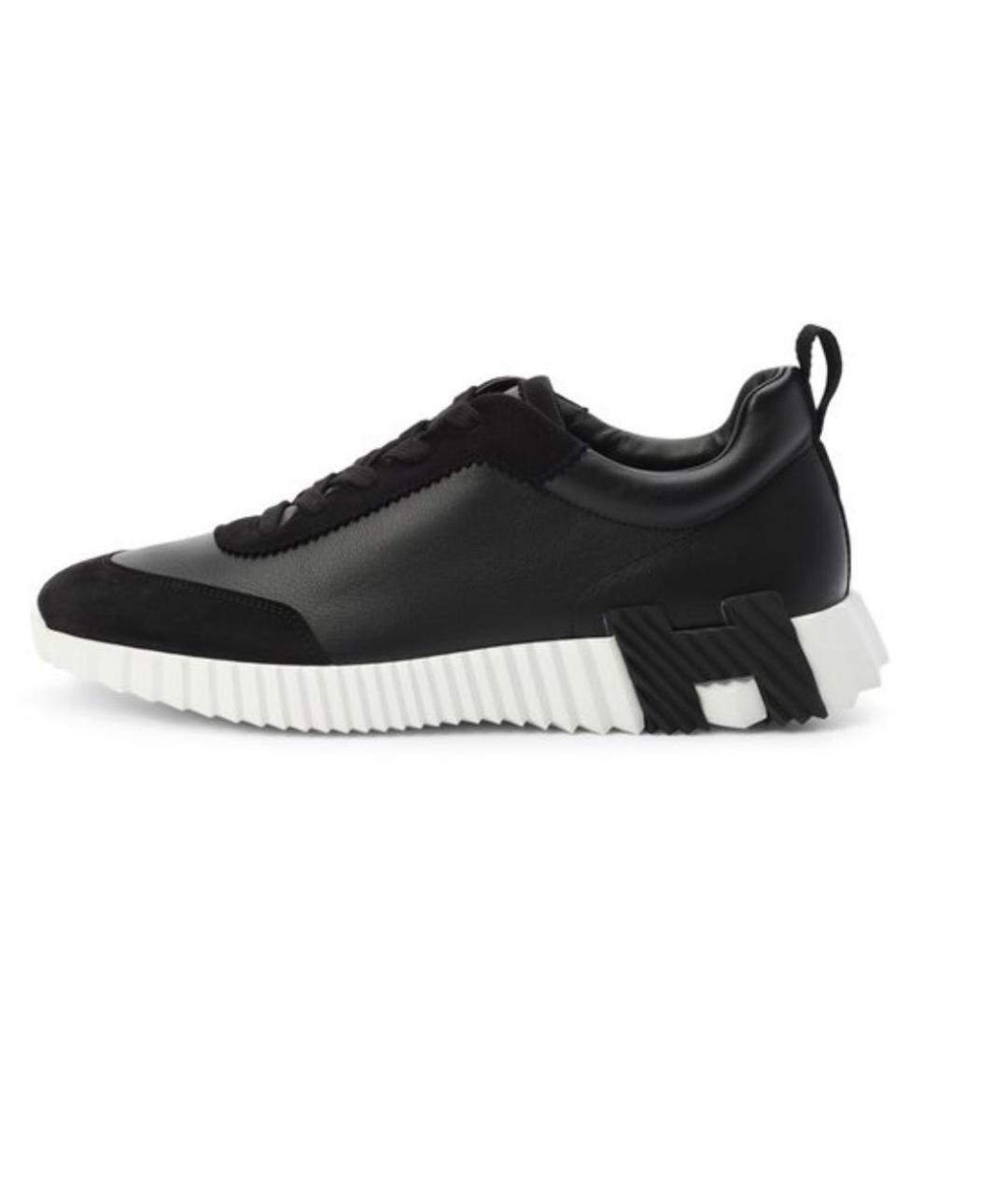 HERMES Черные кожаные низкие кроссовки / кеды, фото 4