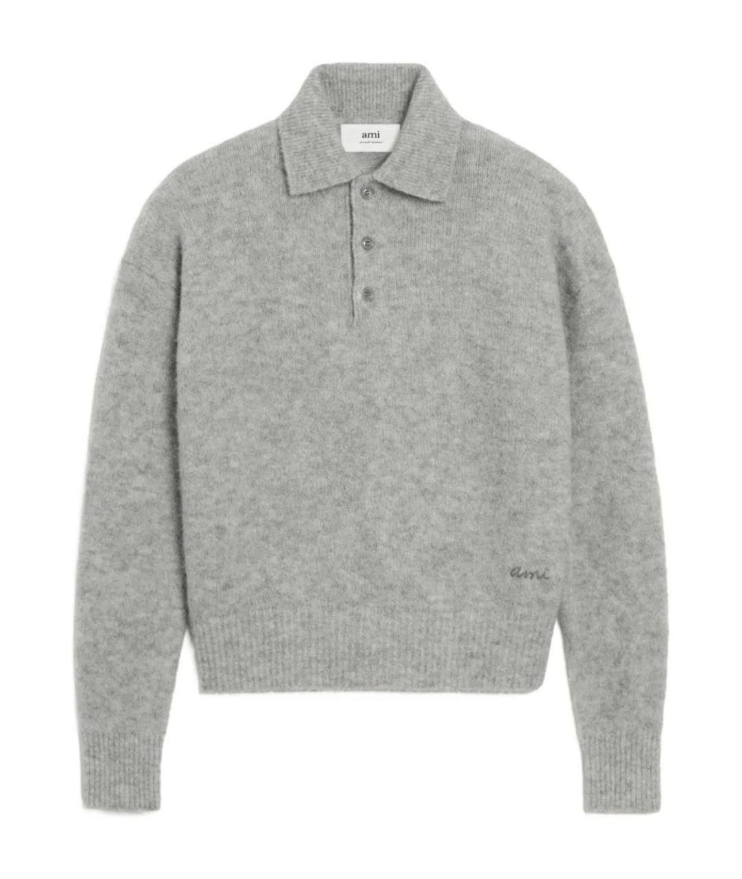 Ami Paris Серый шерстяной джемпер / свитер, фото 1