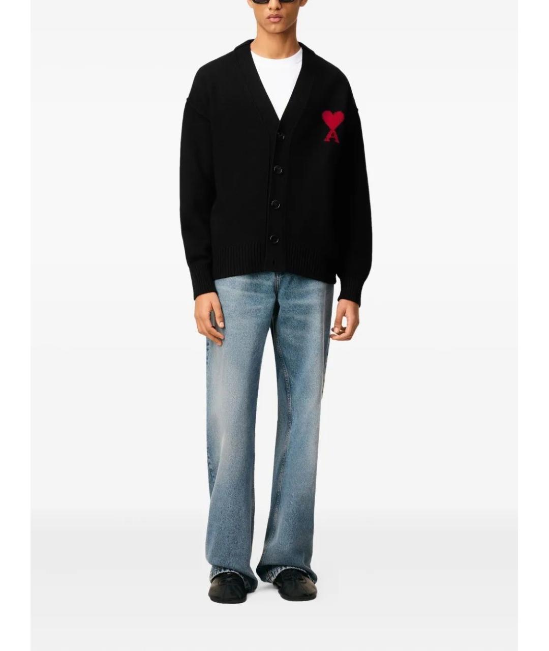 Ami Paris Антрацитовый шерстяной кардиган, фото 2