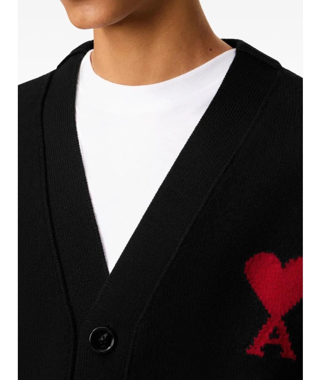 Ami Paris Антрацитовый шерстяной кардиган, фото 5