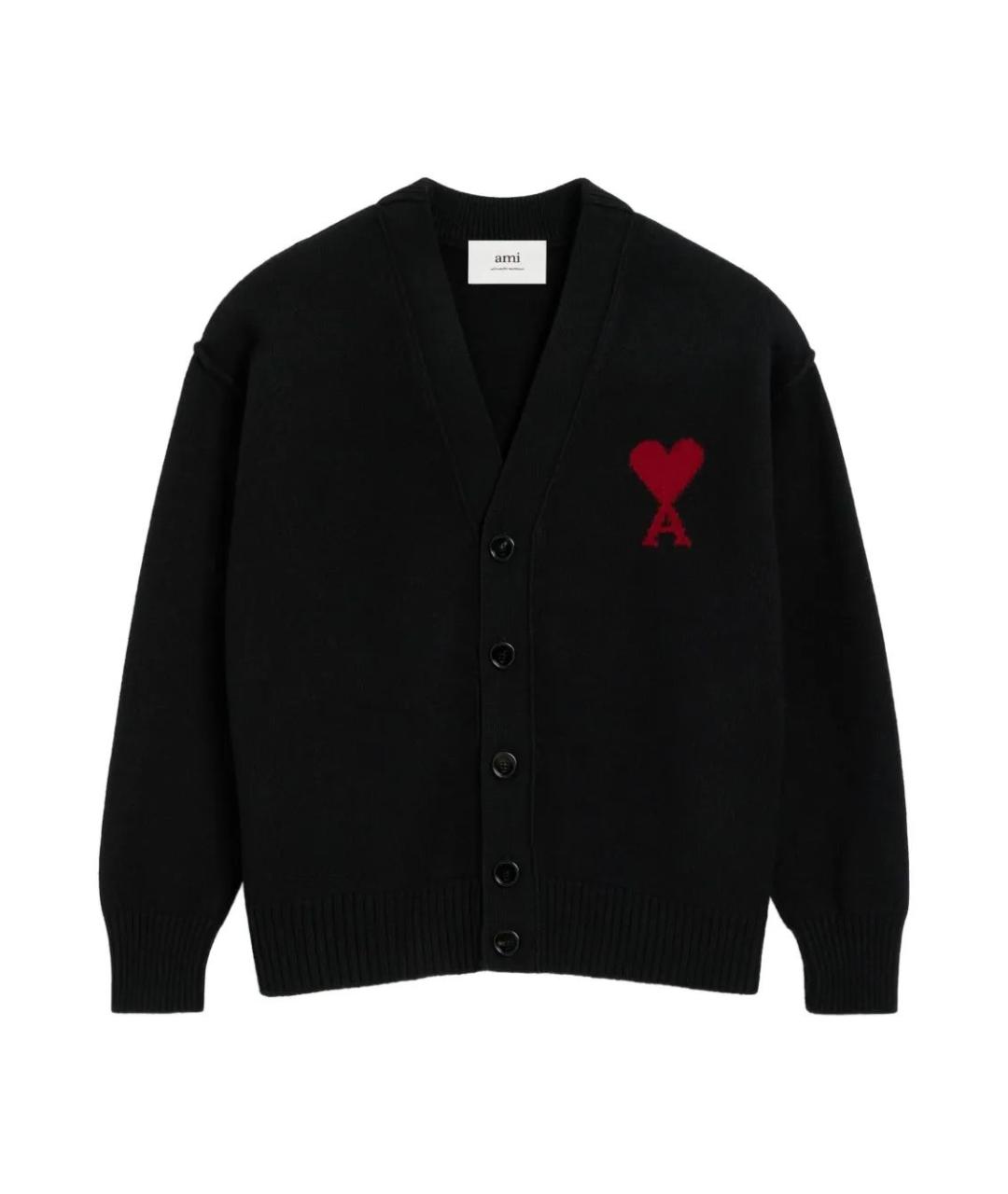 Ami Paris Антрацитовый шерстяной кардиган, фото 1