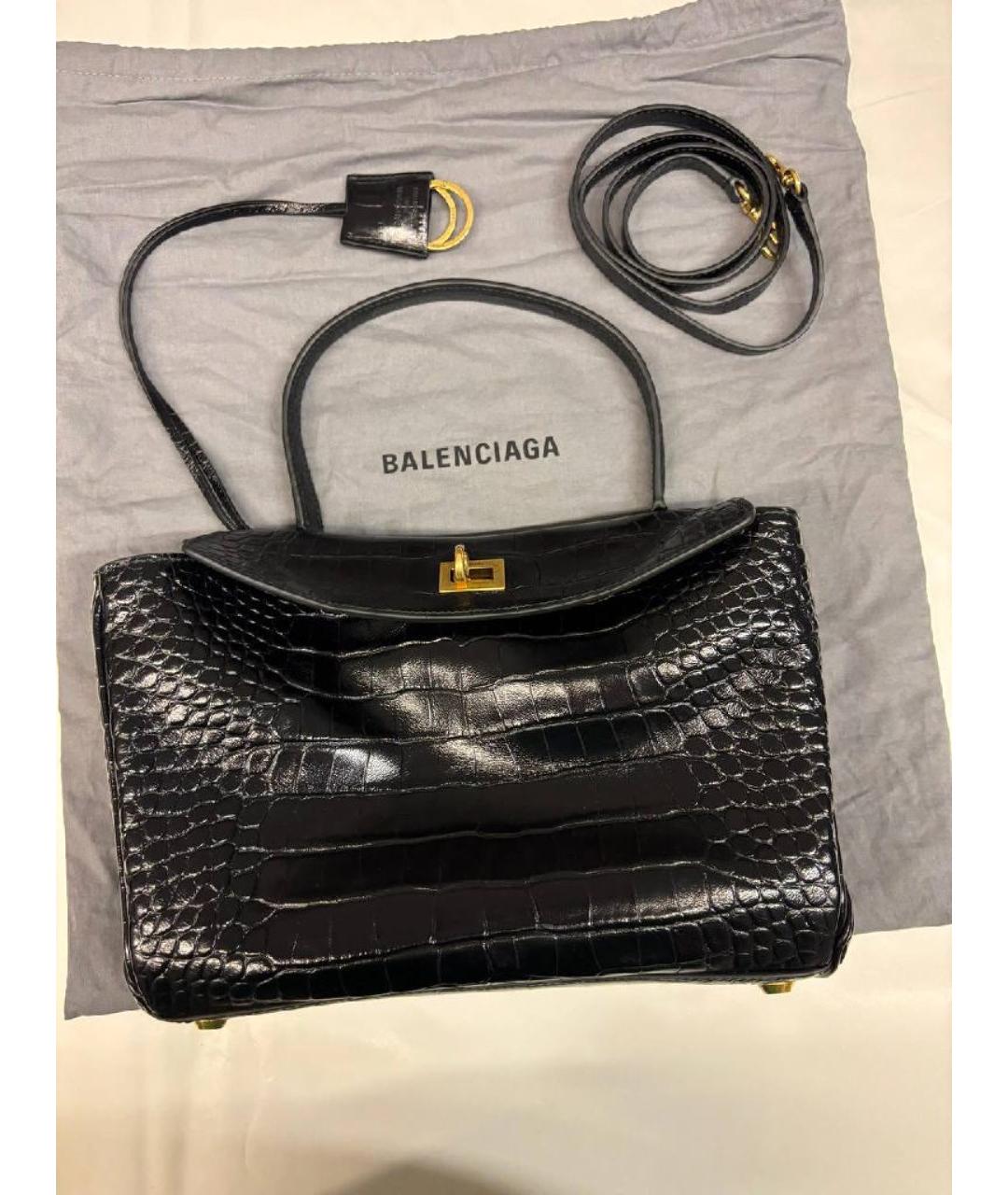 BALENCIAGA Черная кожаная сумка тоут, фото 2