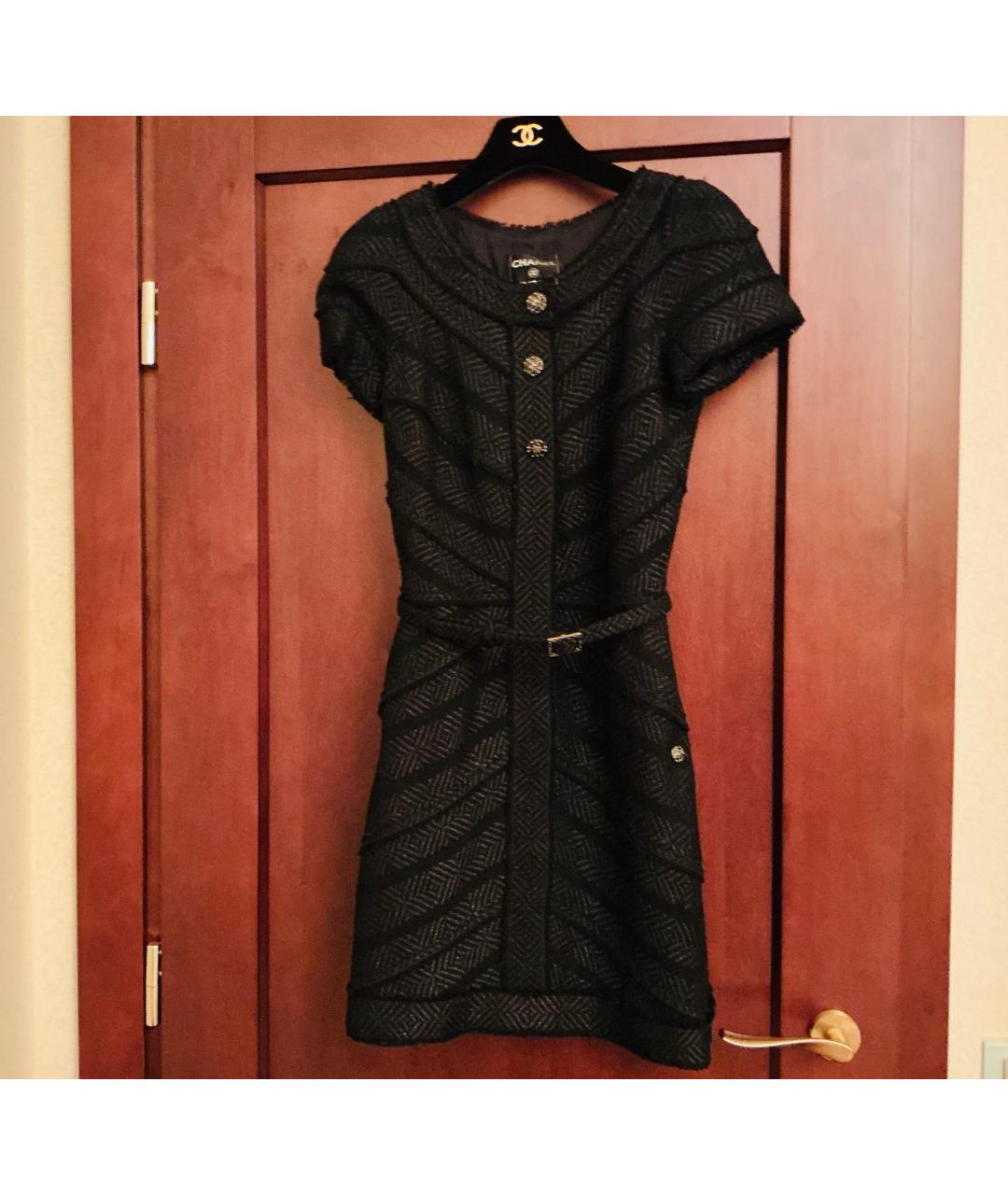 CHANEL Черное твидовое коктейльное платье, фото 8
