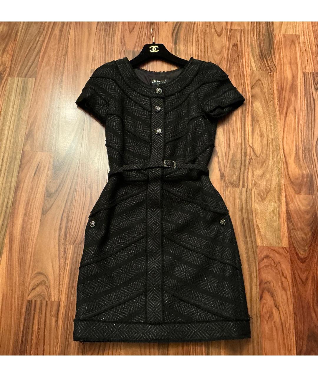 CHANEL Черное твидовое коктейльное платье, фото 3