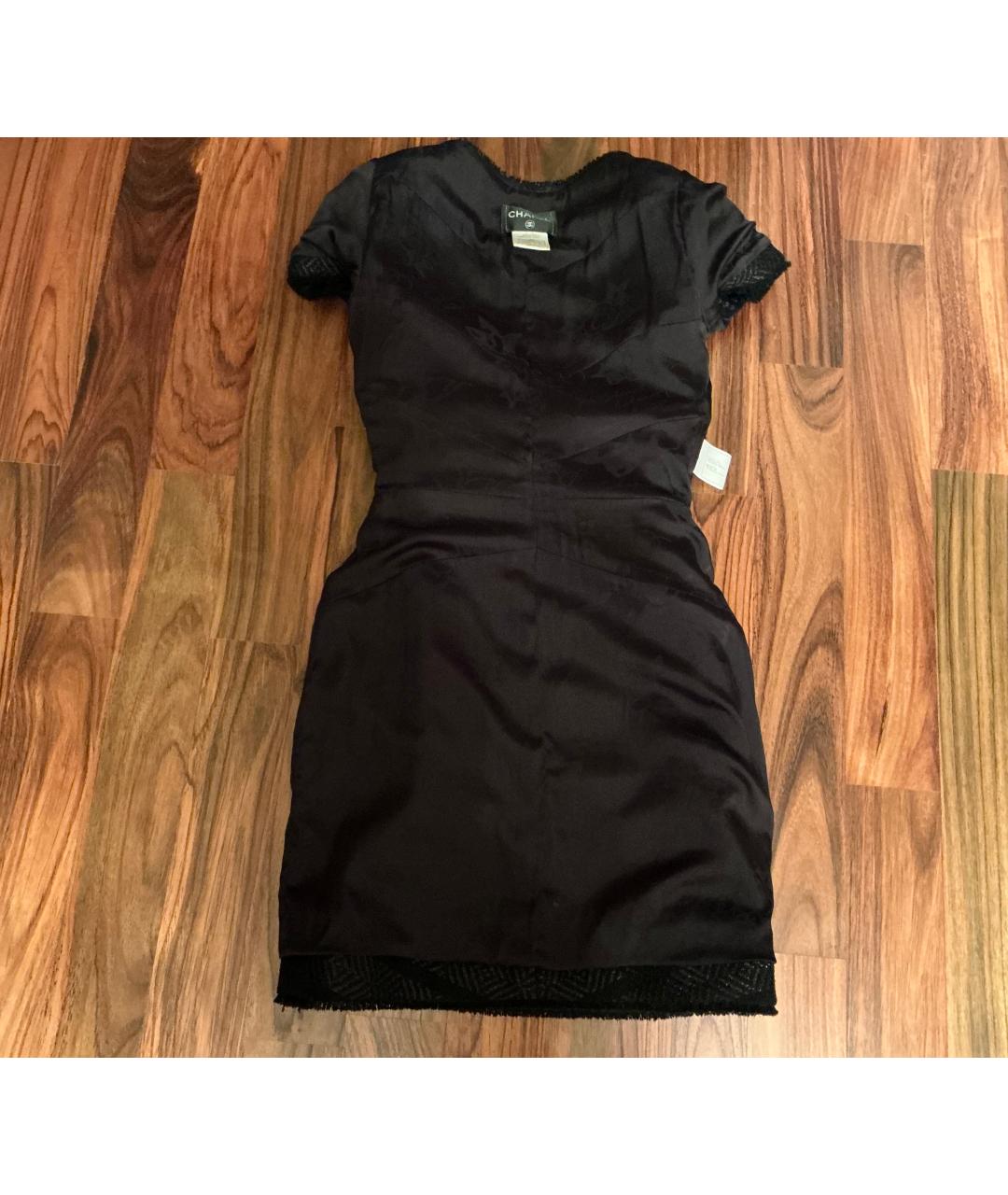 CHANEL Черное твидовое коктейльное платье, фото 4