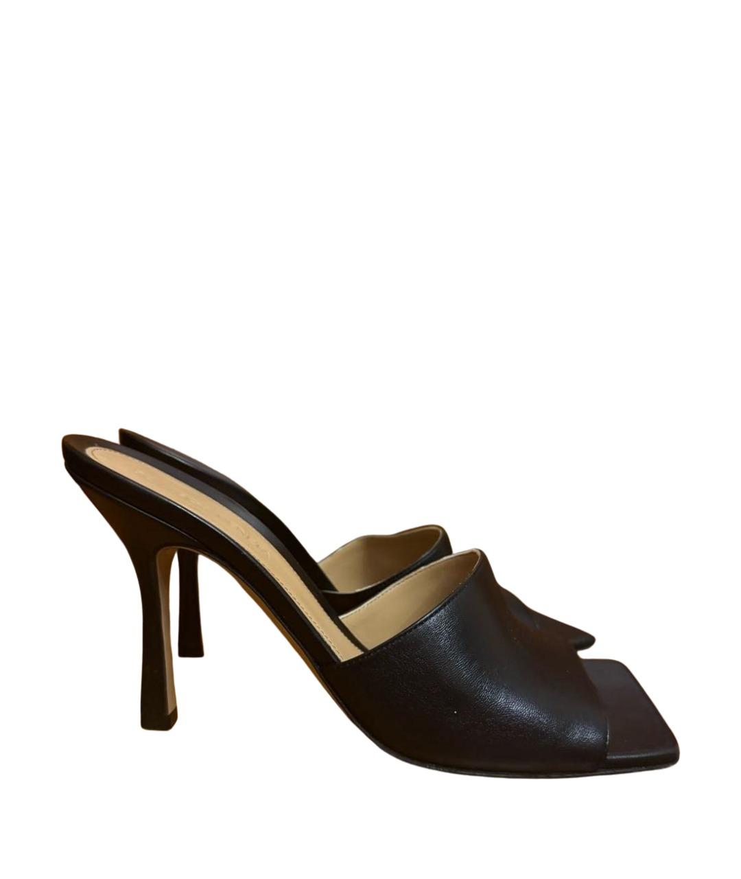 BOTTEGA VENETA Черные кожаные мюли, фото 1