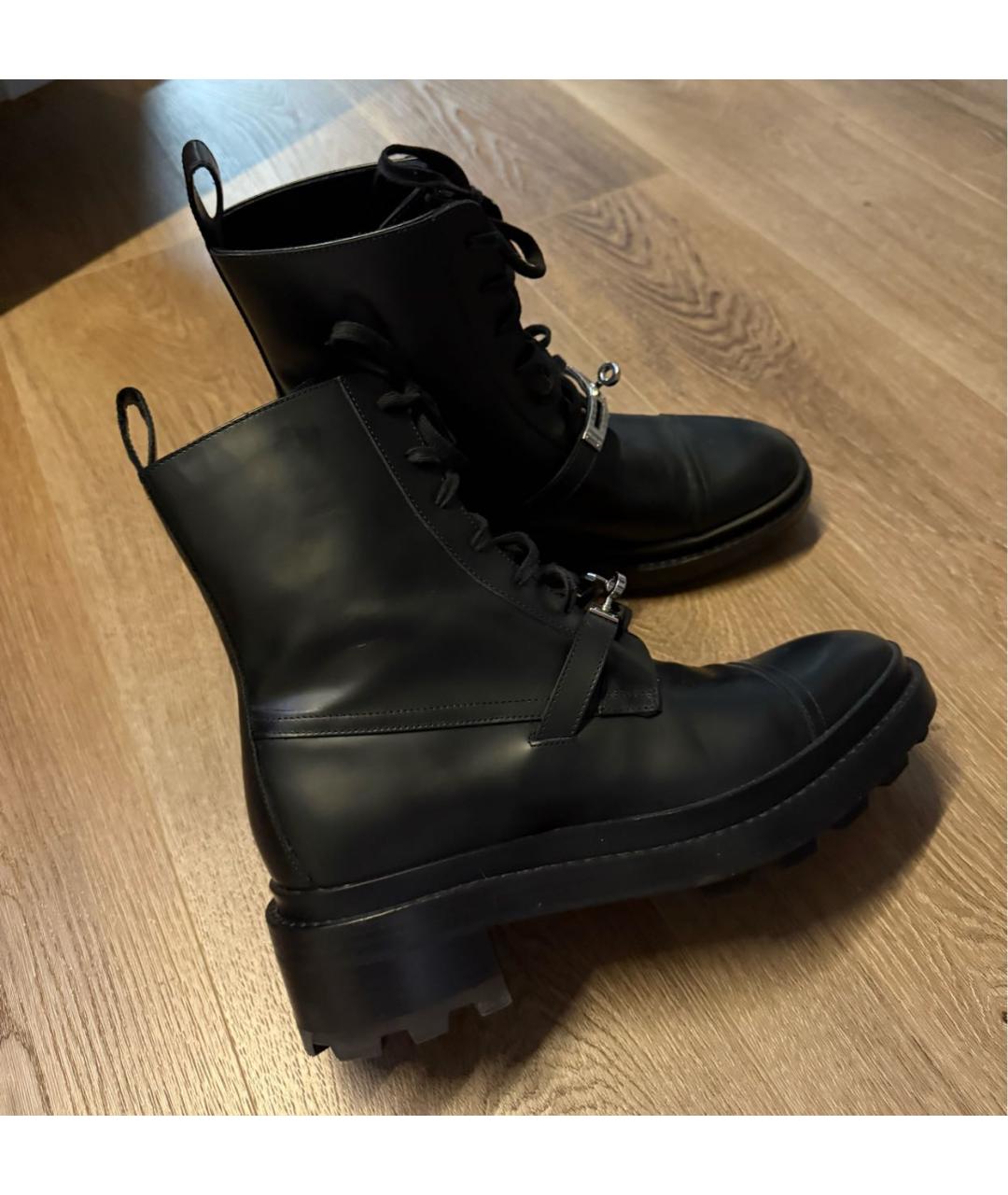 HERMES Черные кожаные ботинки, фото 8