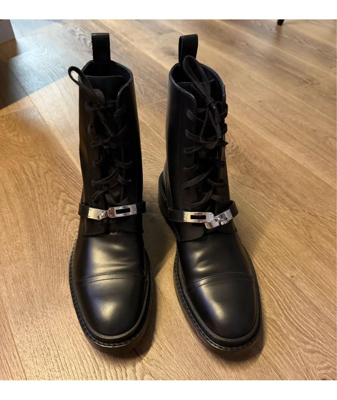HERMES Черные кожаные ботинки, фото 2