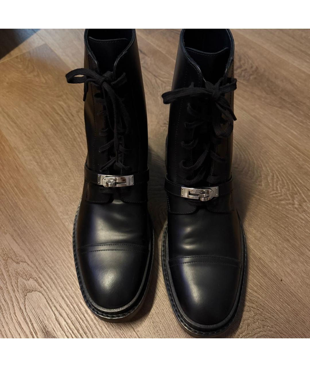 HERMES Черные кожаные ботинки, фото 3