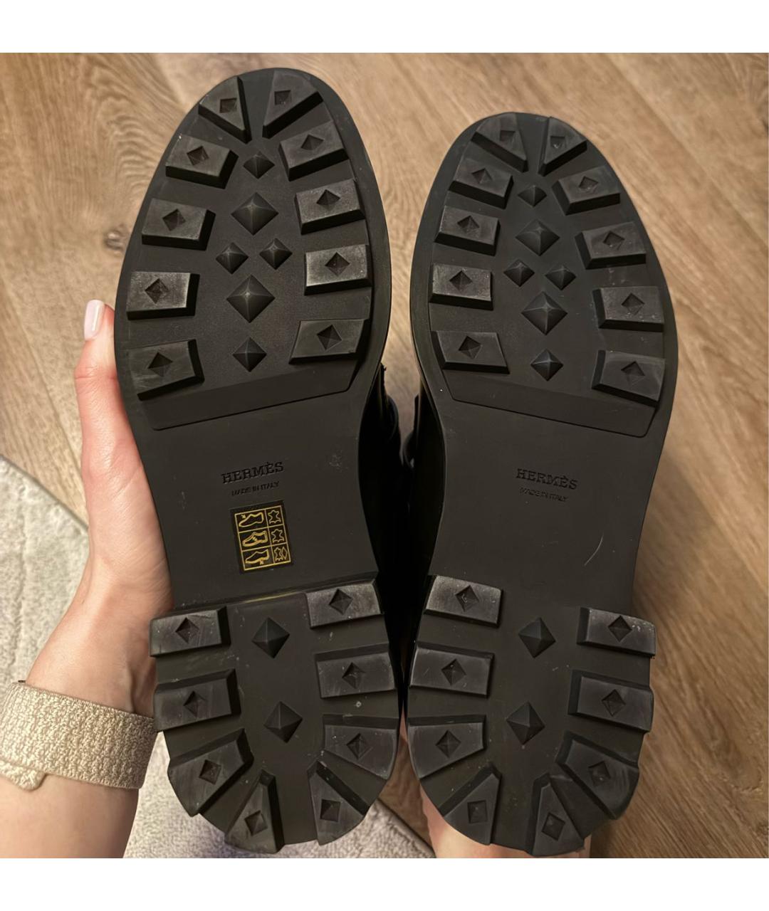 HERMES Черные кожаные ботинки, фото 7