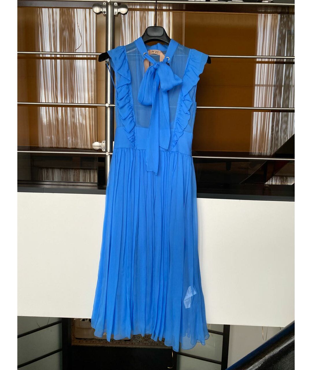 №21 Голубое шелковое повседневное платье, фото 6