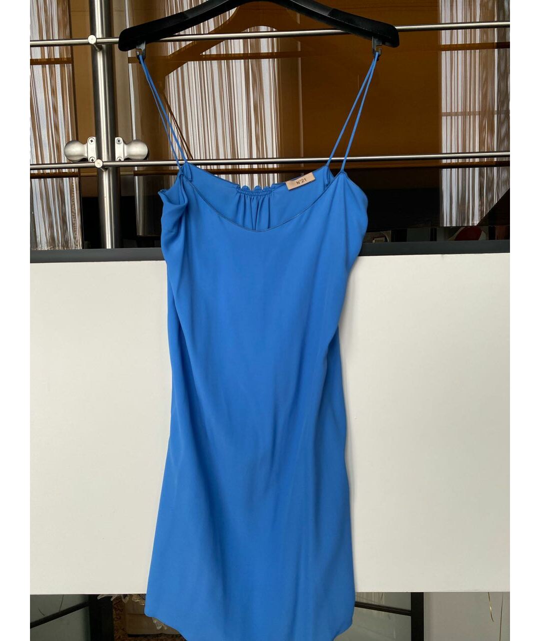 №21 Голубое шелковое повседневное платье, фото 5