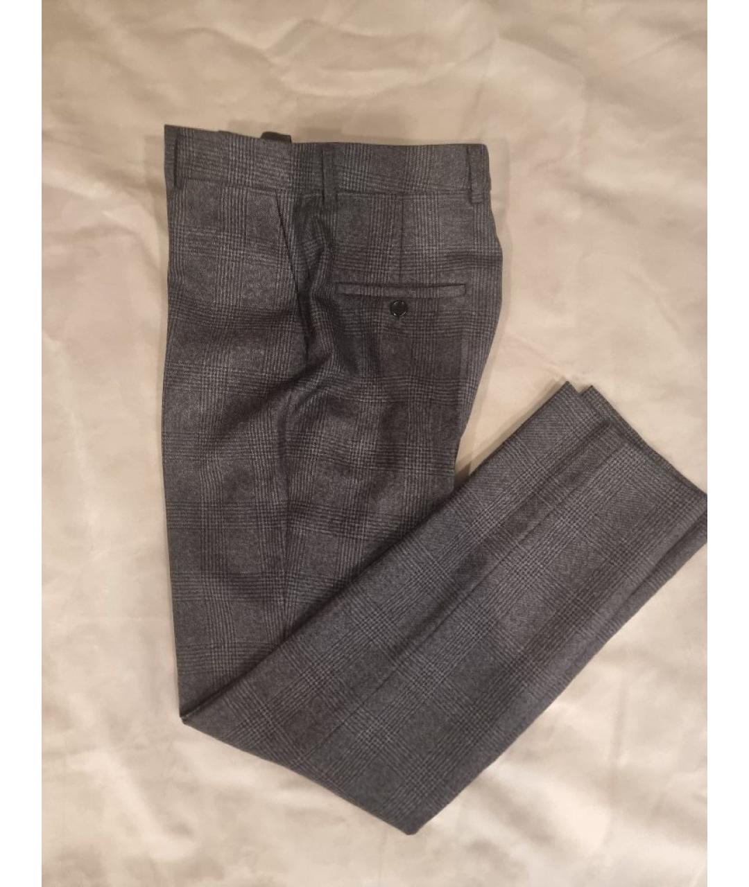 CELINE Серые шерстяные прямые брюки, фото 4