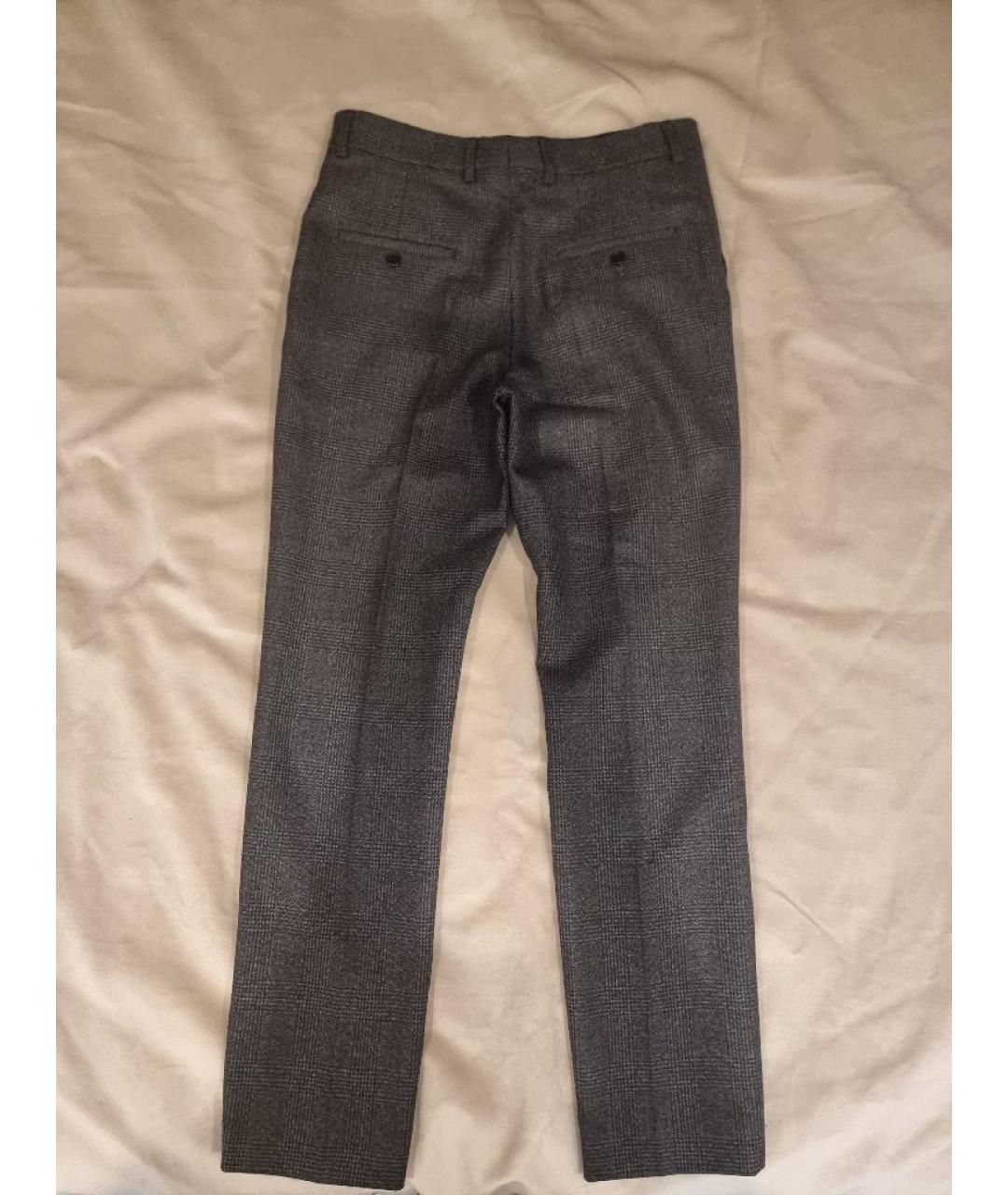 CELINE Серые шерстяные прямые брюки, фото 2