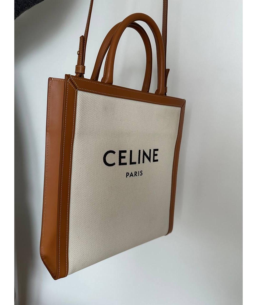 CELINE Бежевая хлопковая сумка тоут, фото 2