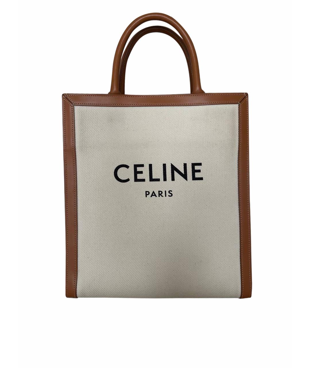 CELINE Бежевая хлопковая сумка тоут, фото 1