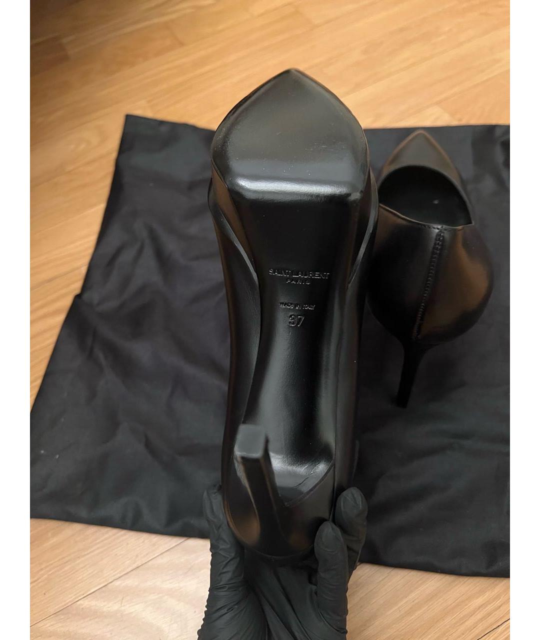SAINT LAURENT Черные кожаные туфли, фото 2