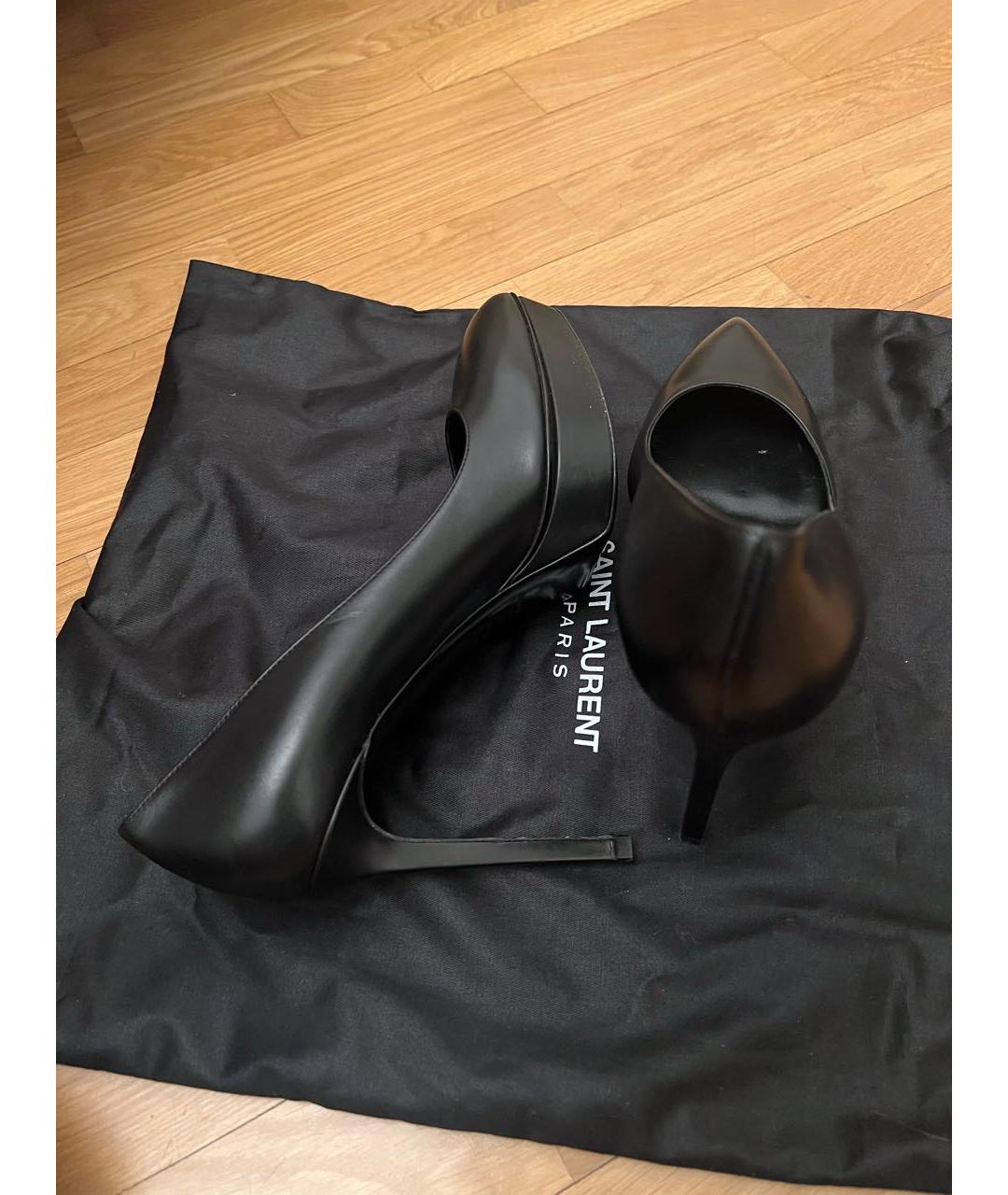 SAINT LAURENT Черные кожаные туфли, фото 5