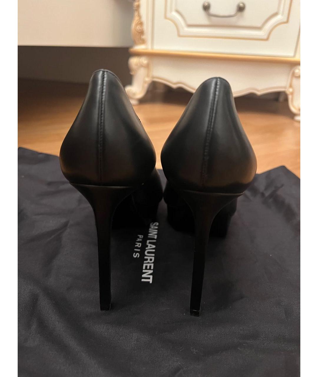 SAINT LAURENT Черные кожаные туфли, фото 3