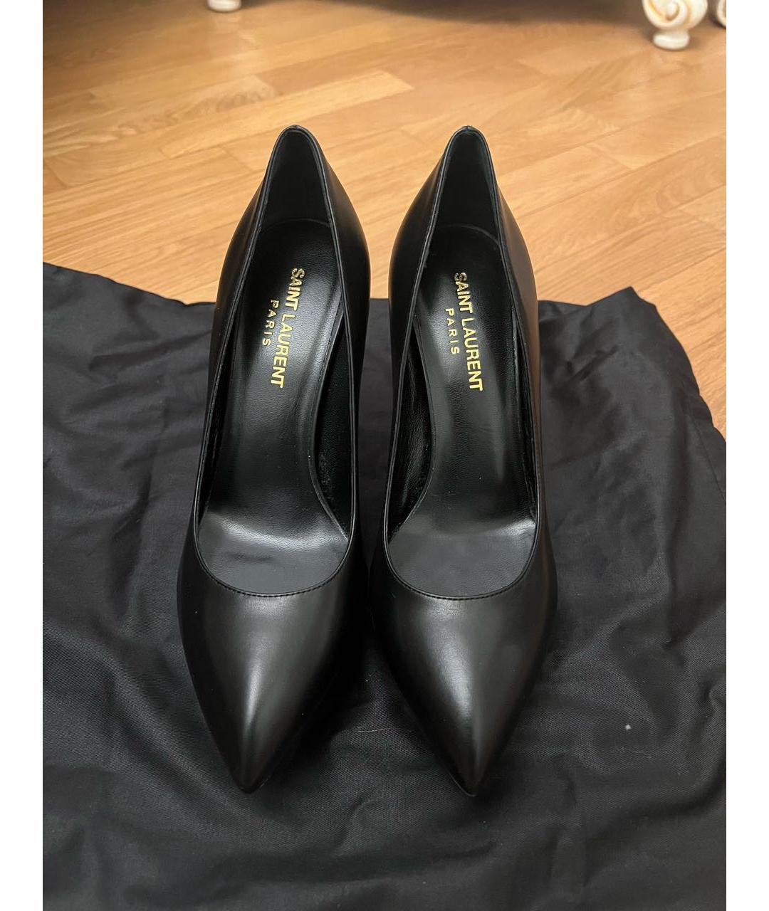 SAINT LAURENT Черные кожаные туфли, фото 4