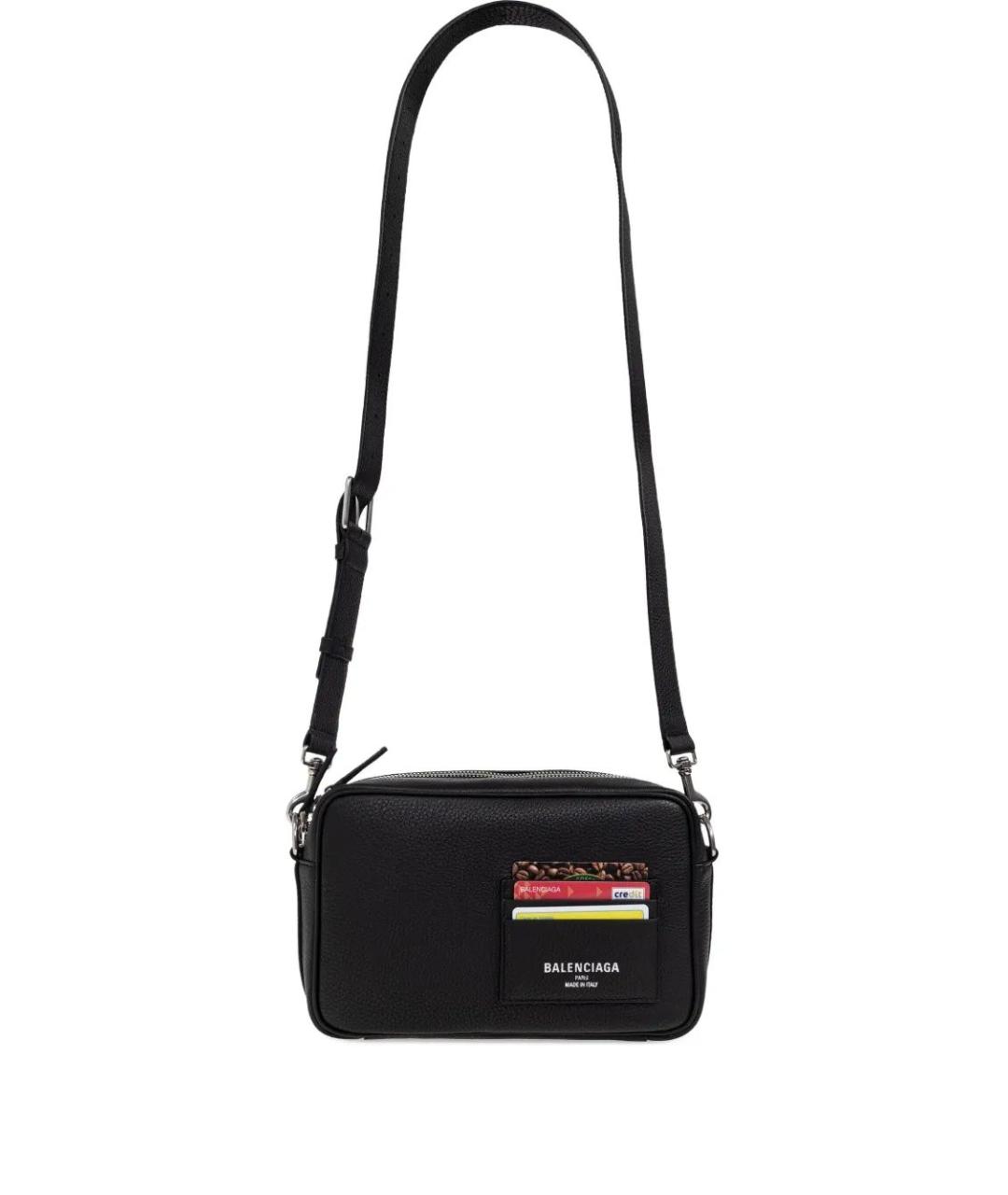 BALENCIAGA Черная кожаная сумка на плечо, фото 1