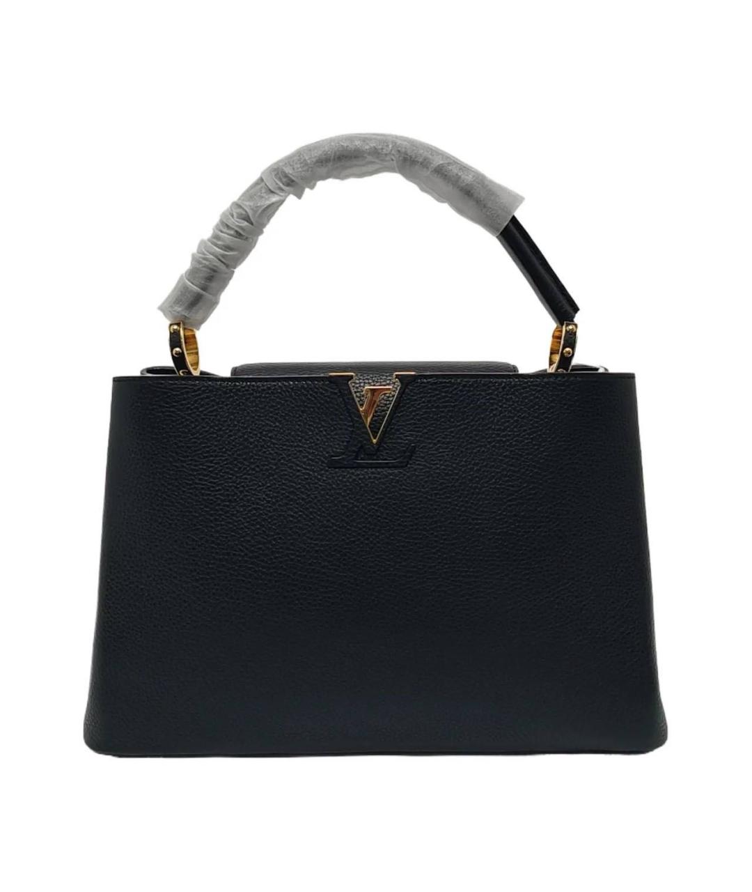 LOUIS VUITTON Черная кожаная сумка тоут, фото 8