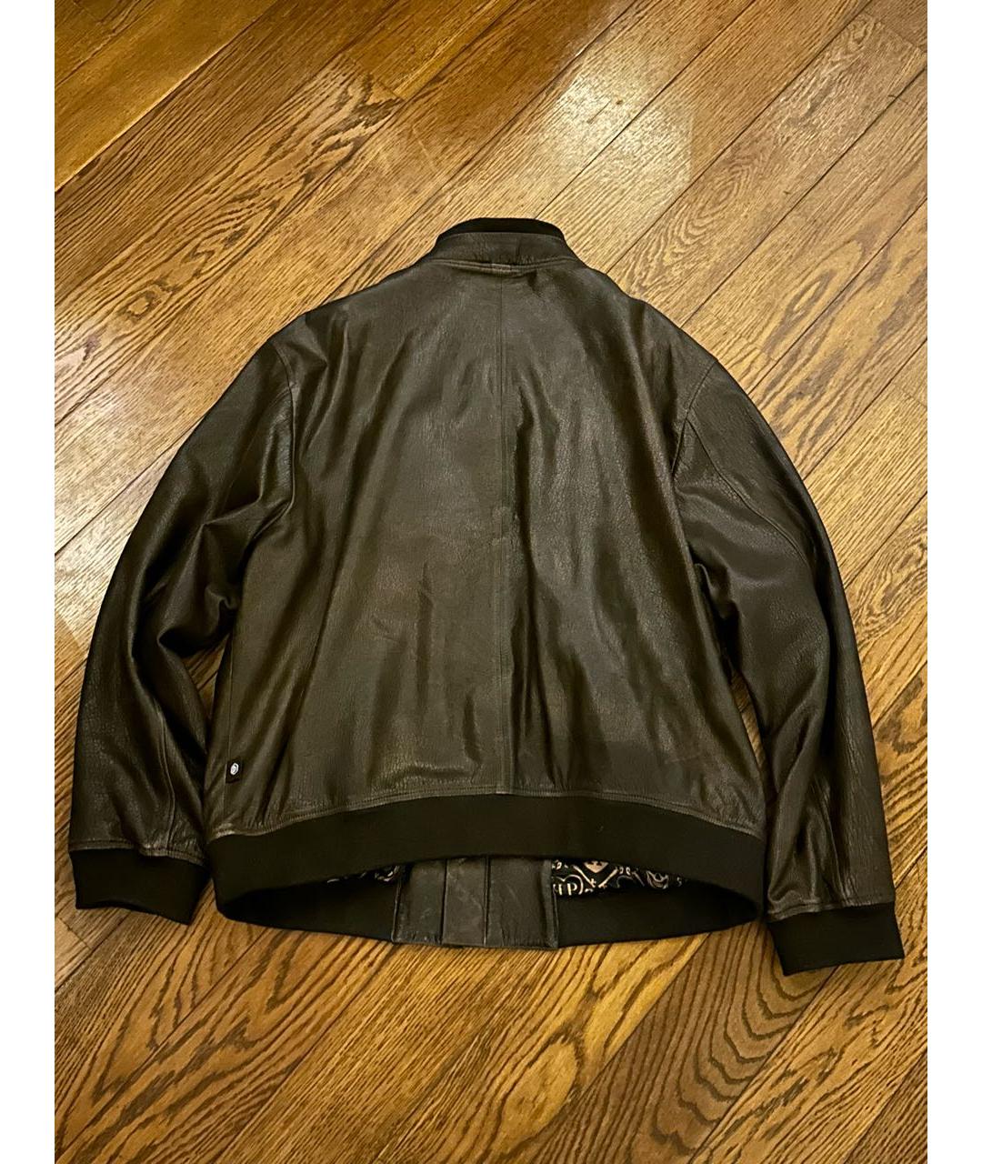 PHILIPP PLEIN Коричневая кожаная куртка, фото 3