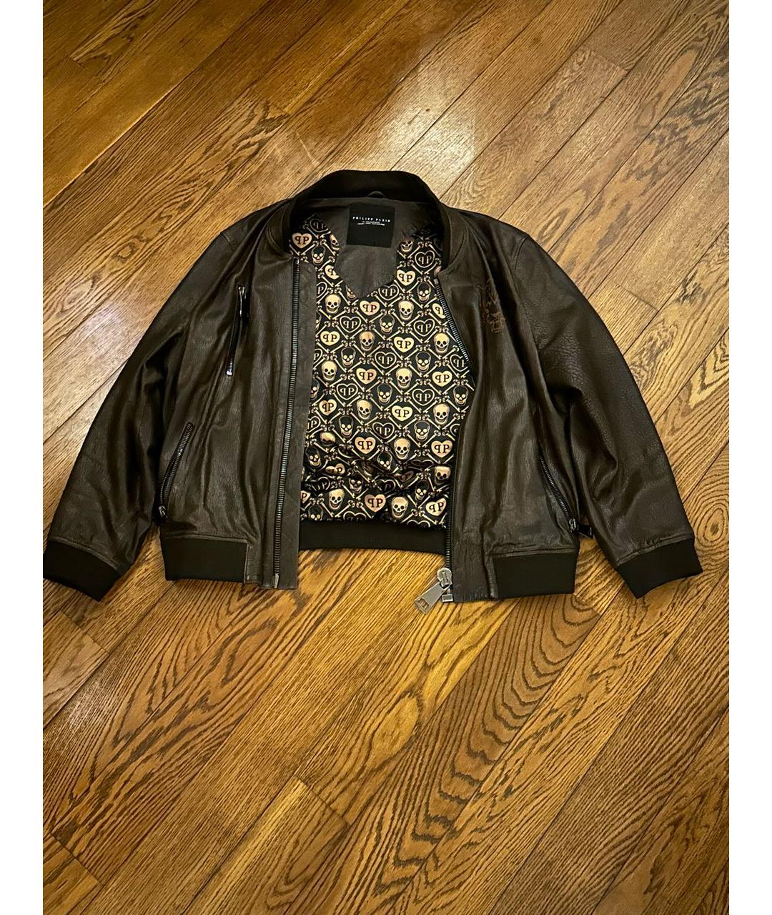 PHILIPP PLEIN Коричневая кожаная куртка, фото 9