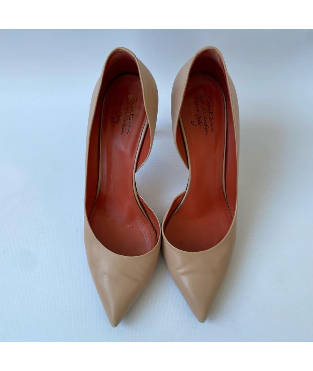 SANTONI Бежевые кожаные туфли, фото 2