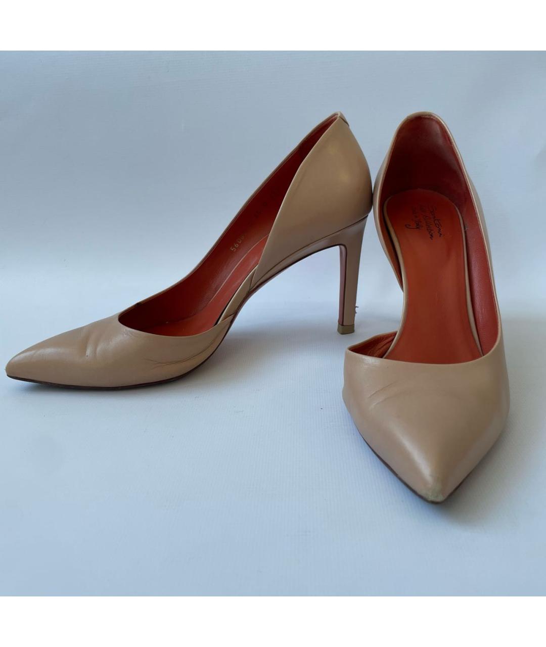 SANTONI Бежевые кожаные туфли, фото 5