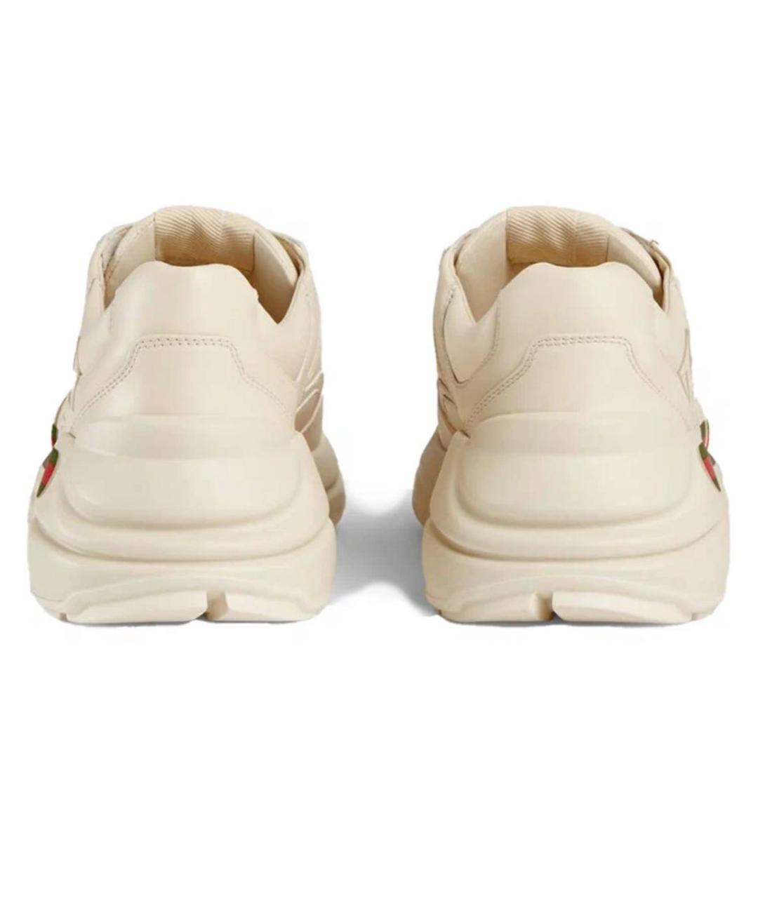 GUCCI Бежевые кожаные кроссовки, фото 5
