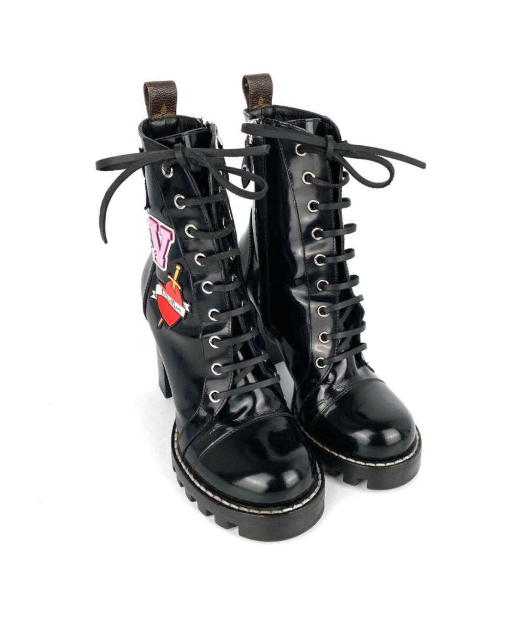 LOUIS VUITTON Черные кожаные ботильоны, фото 2