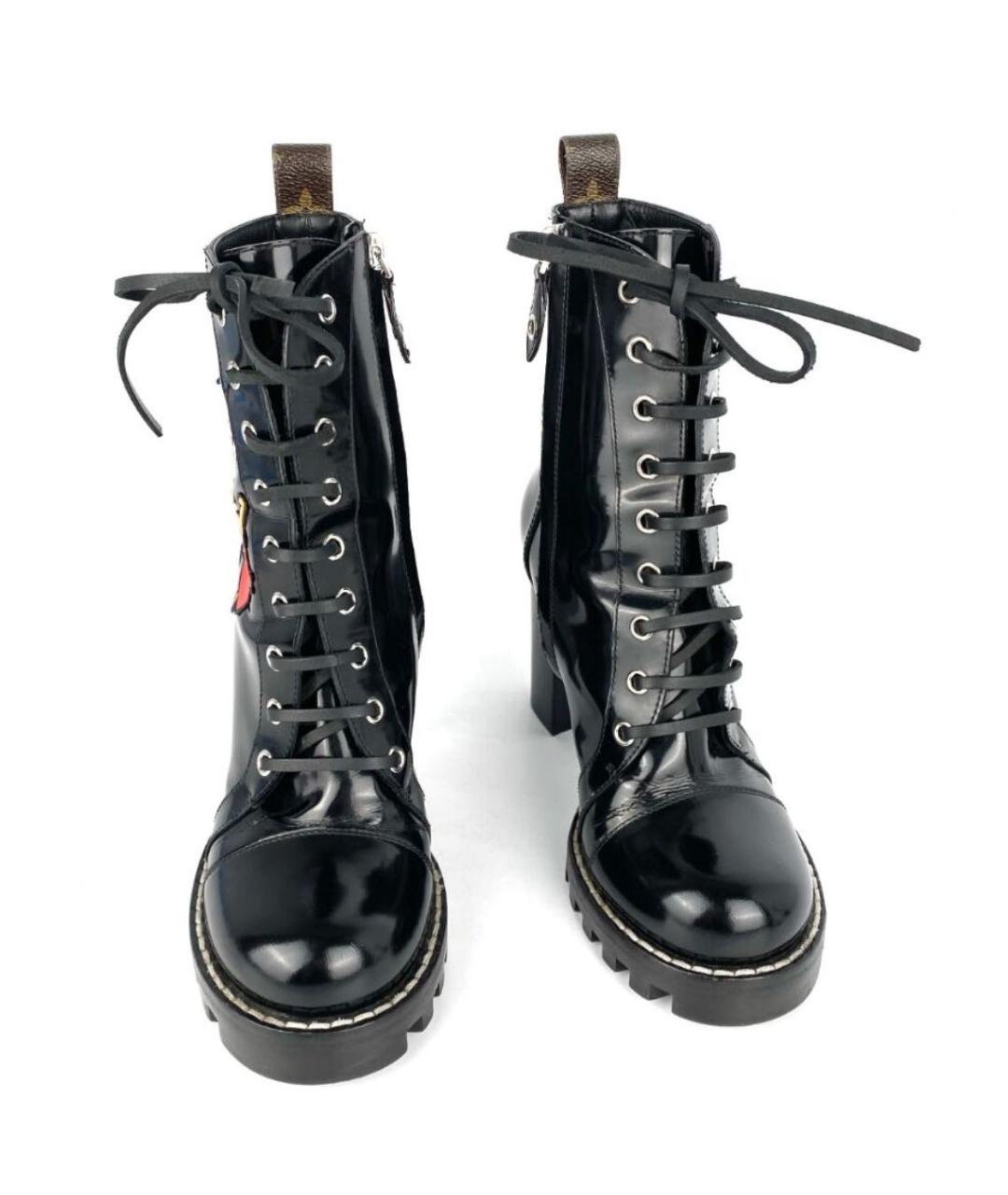 LOUIS VUITTON Черные кожаные ботильоны, фото 3