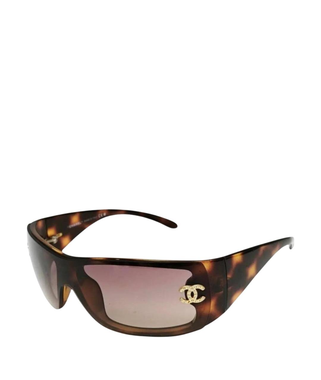 CHANEL Коричневые пластиковые солнцезащитные очки, фото 1