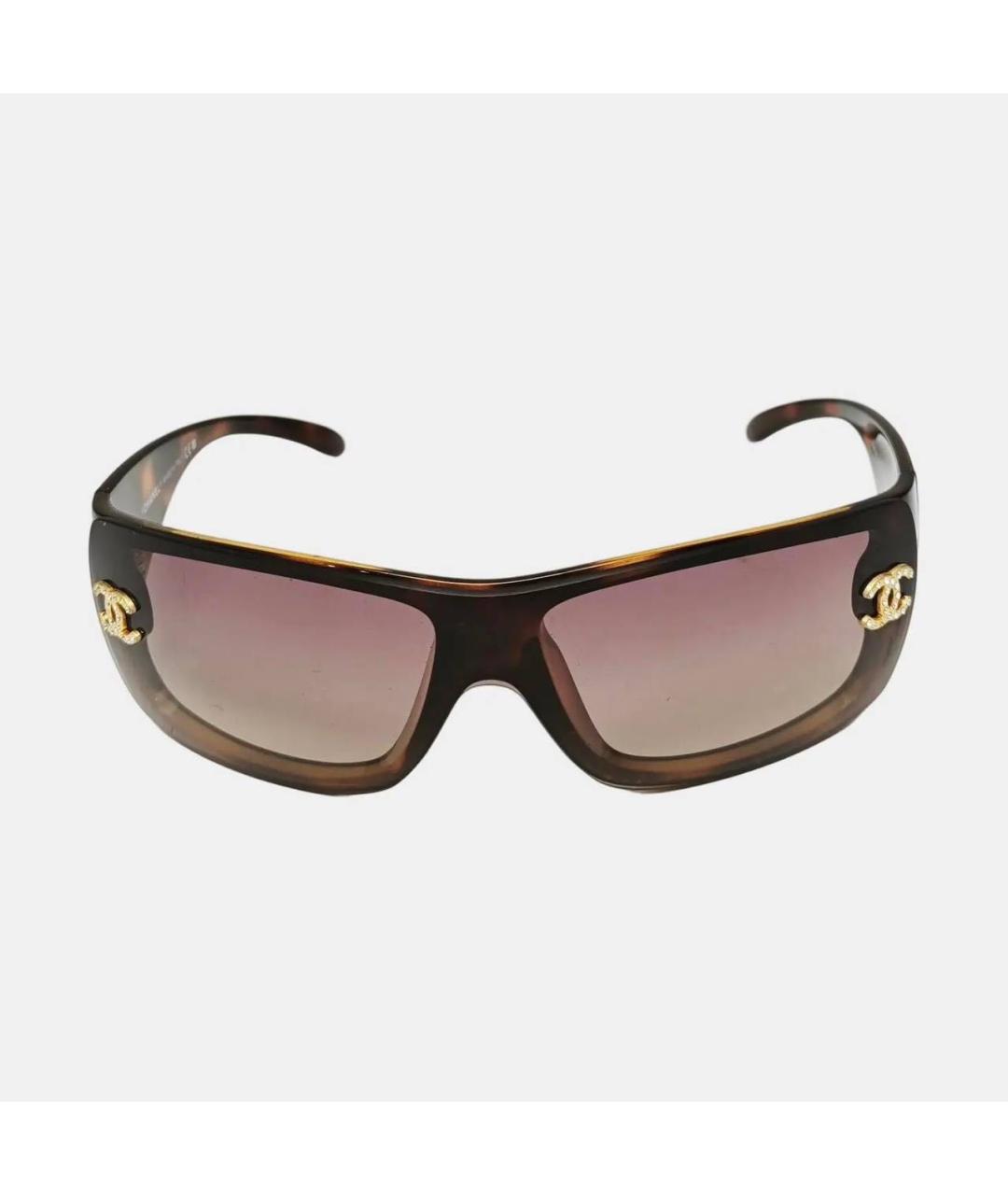 CHANEL Коричневые пластиковые солнцезащитные очки, фото 2