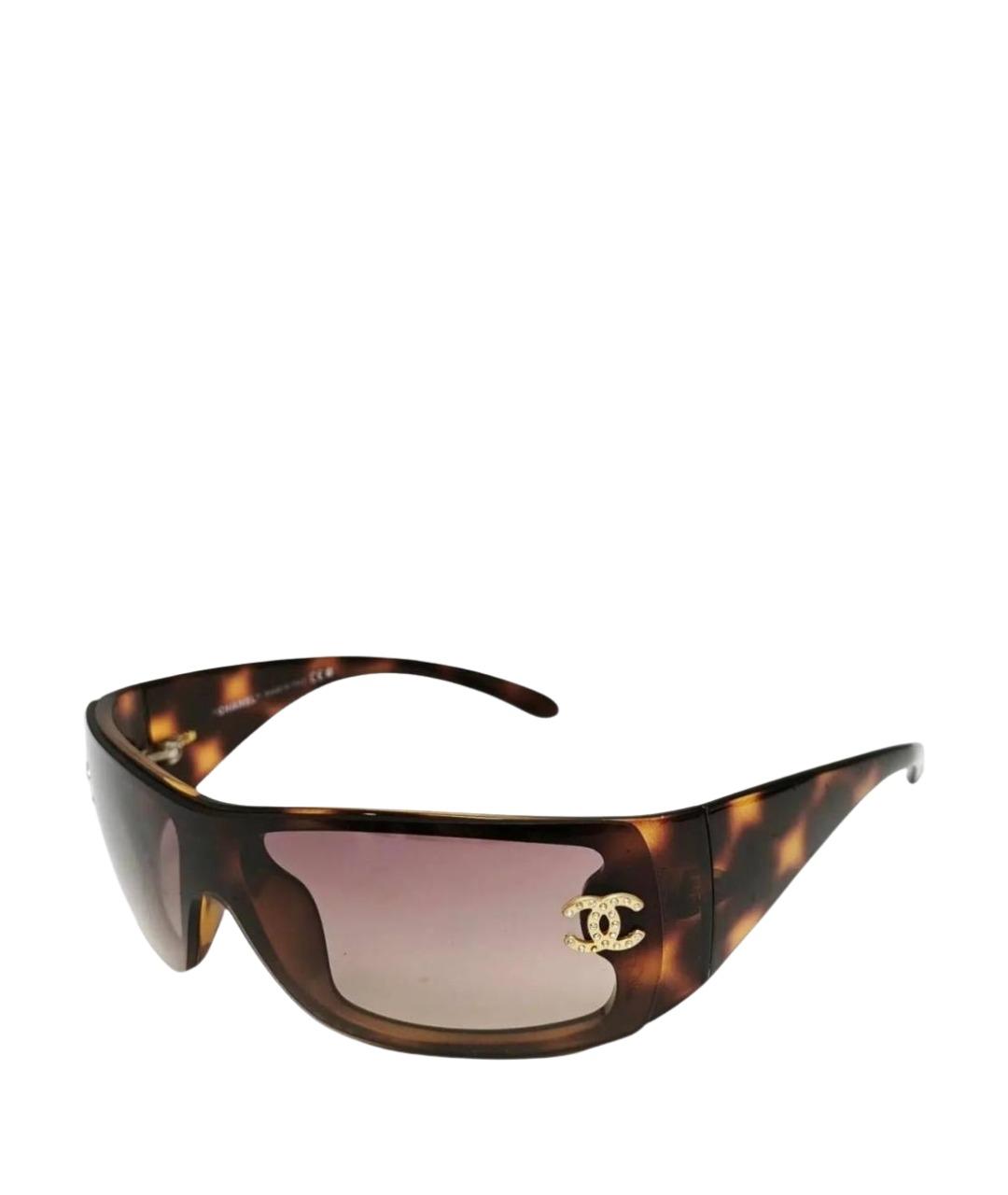CHANEL Коричневые пластиковые солнцезащитные очки, фото 8