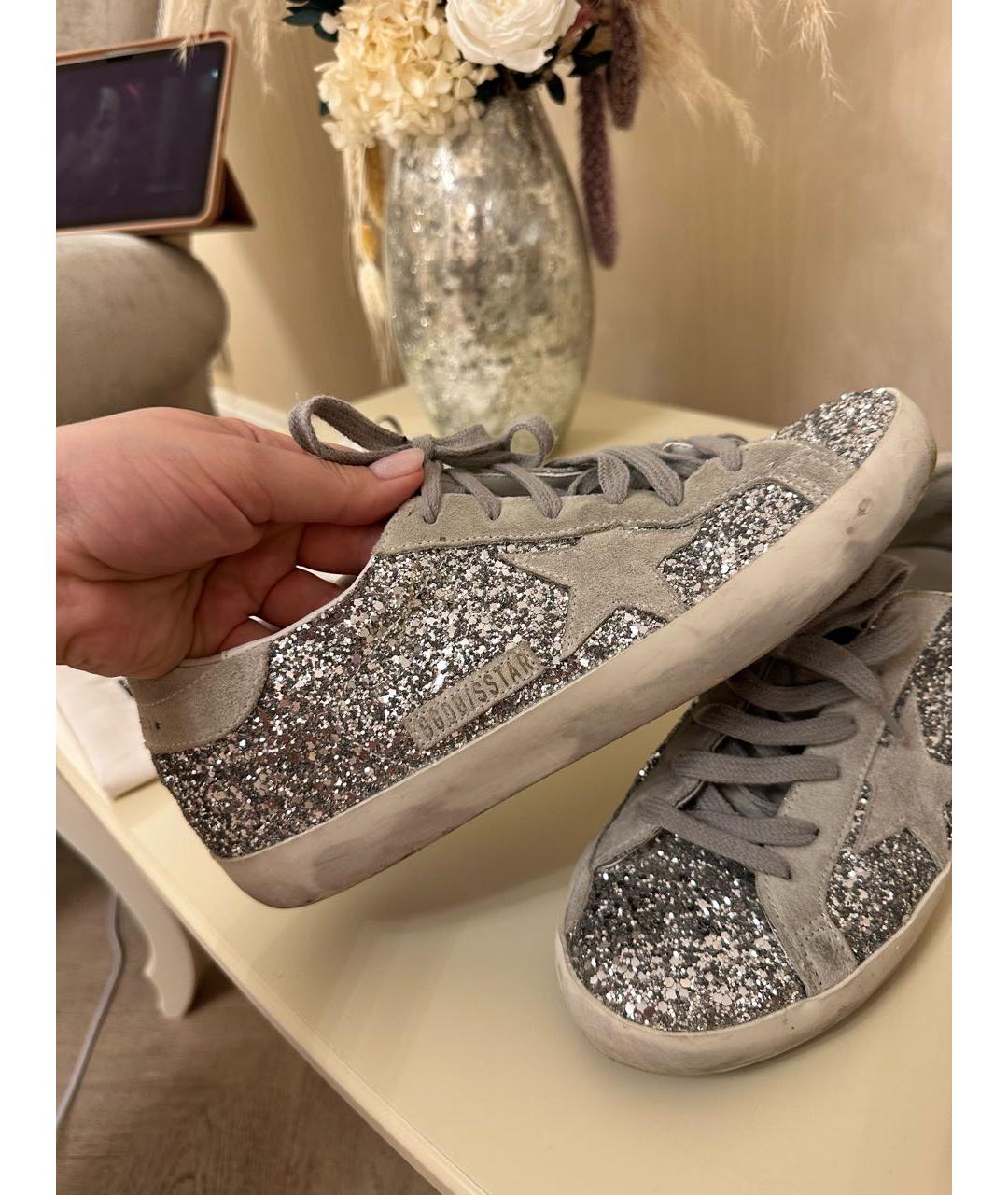 GOLDEN GOOSE DELUXE BRAND Серебряные кожаные кеды, фото 8