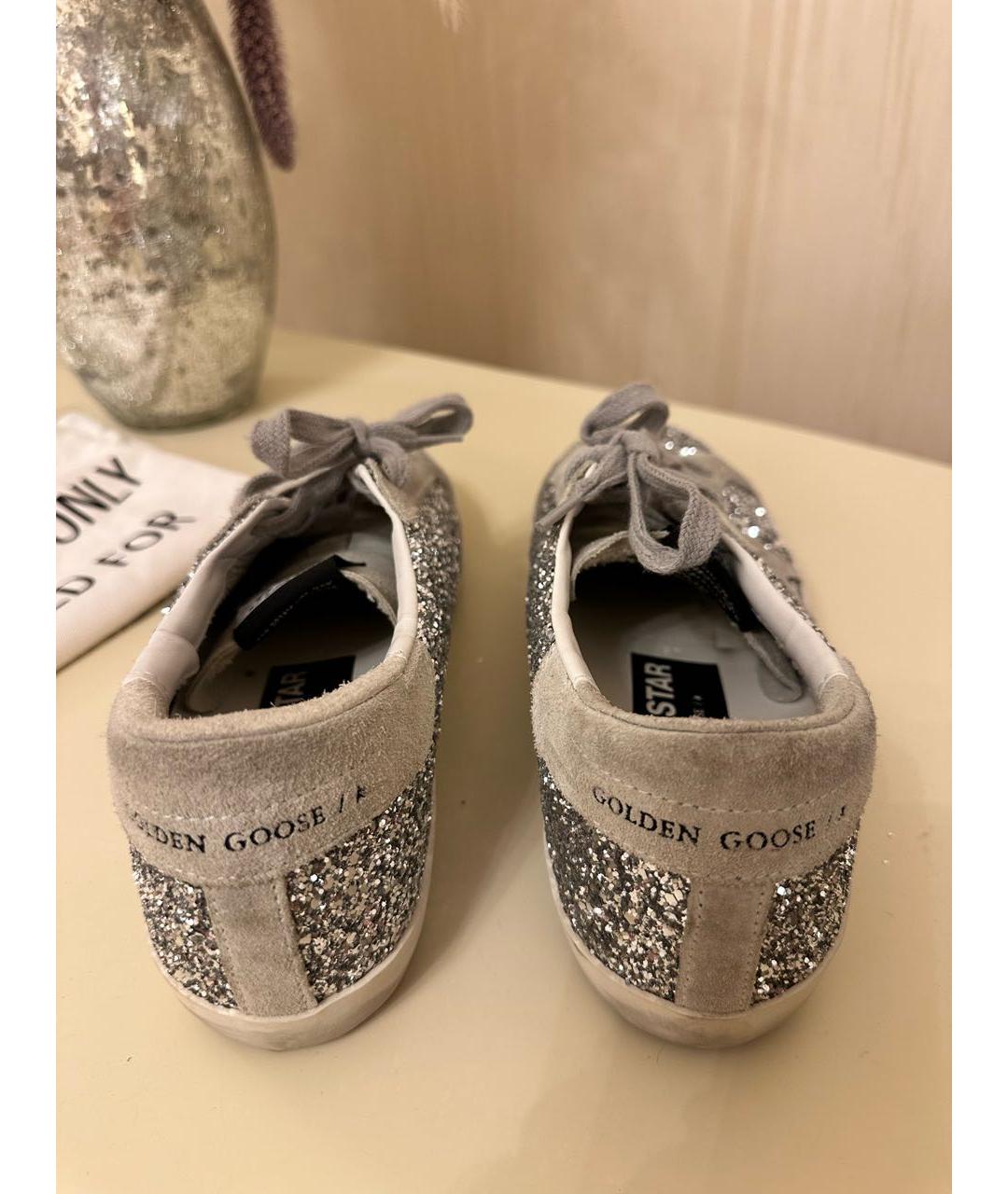 GOLDEN GOOSE DELUXE BRAND Серебряные кожаные кеды, фото 4