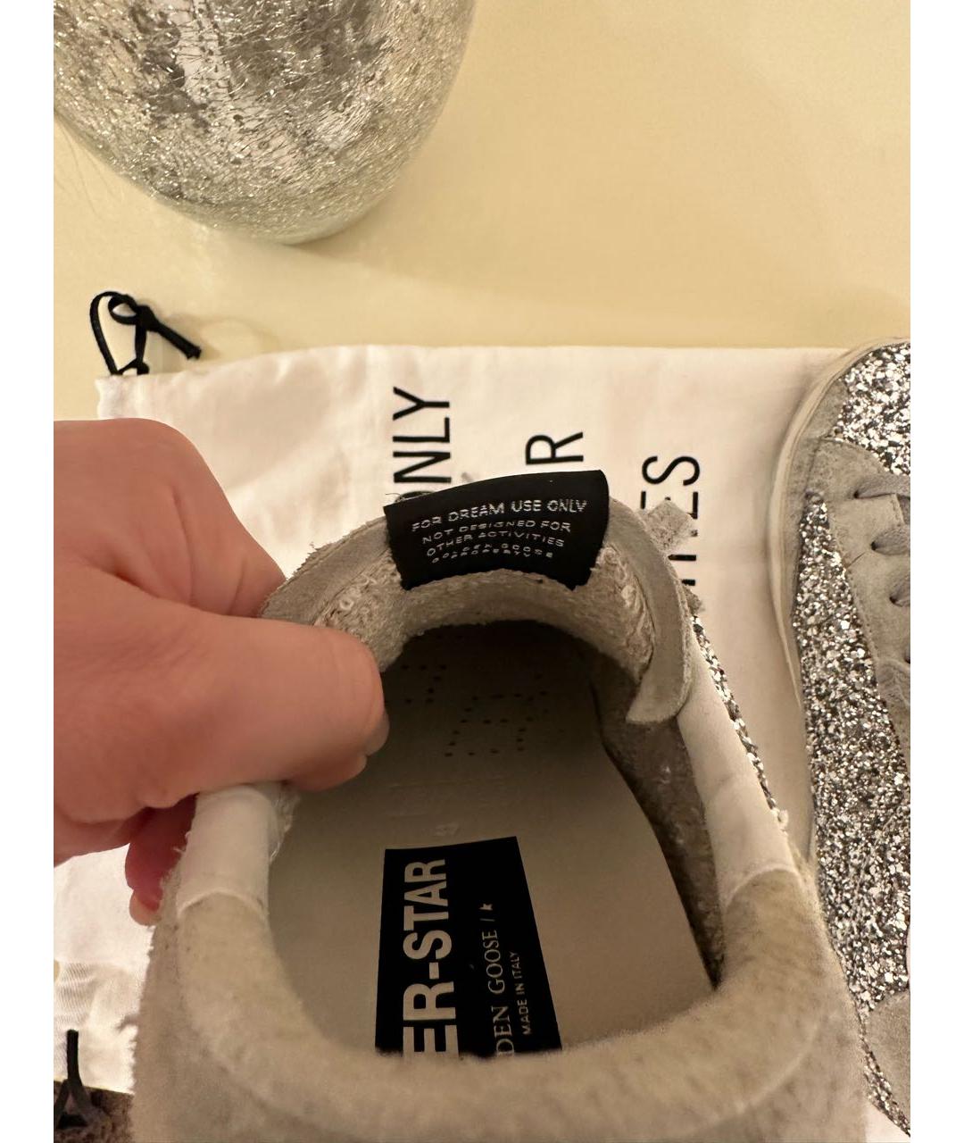 GOLDEN GOOSE DELUXE BRAND Серебряные кожаные кеды, фото 7