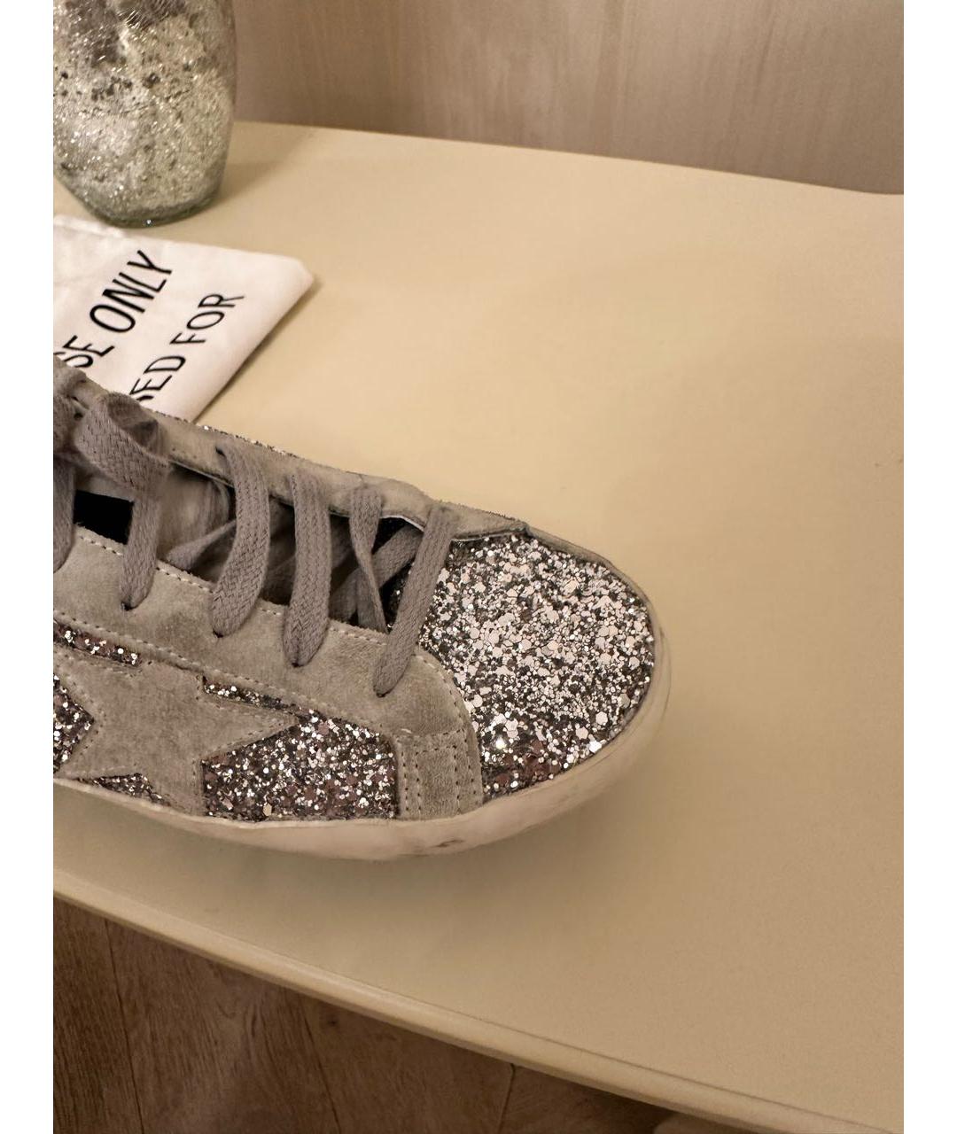 GOLDEN GOOSE DELUXE BRAND Серебряные кожаные кеды, фото 5