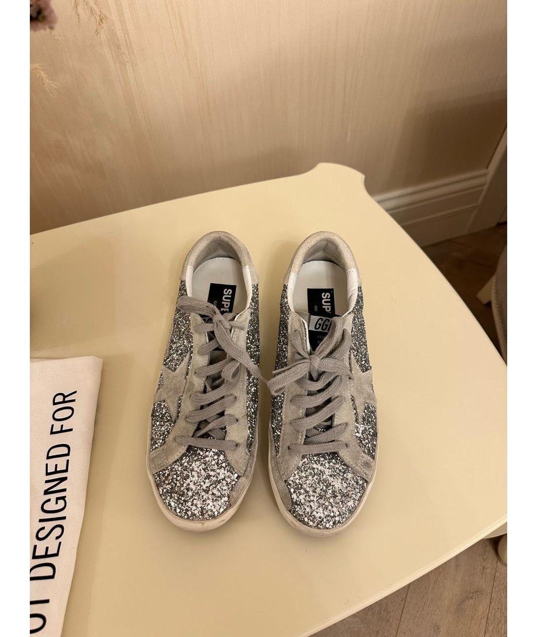 GOLDEN GOOSE DELUXE BRAND Серебряные кожаные кеды, фото 3