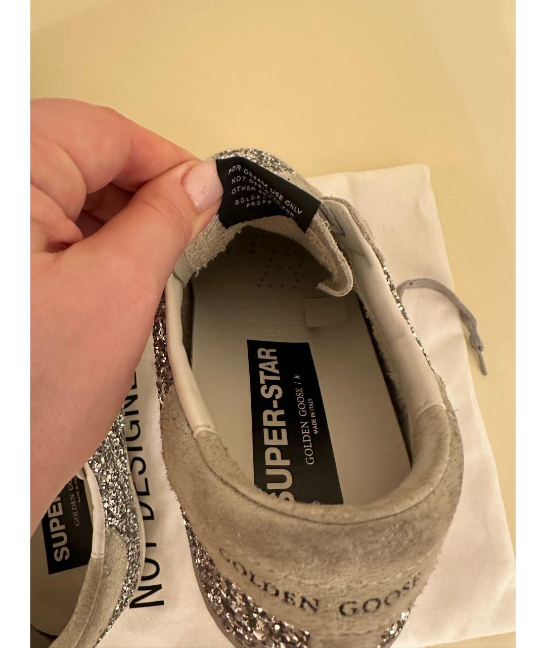 GOLDEN GOOSE DELUXE BRAND Серебряные кожаные кеды, фото 6