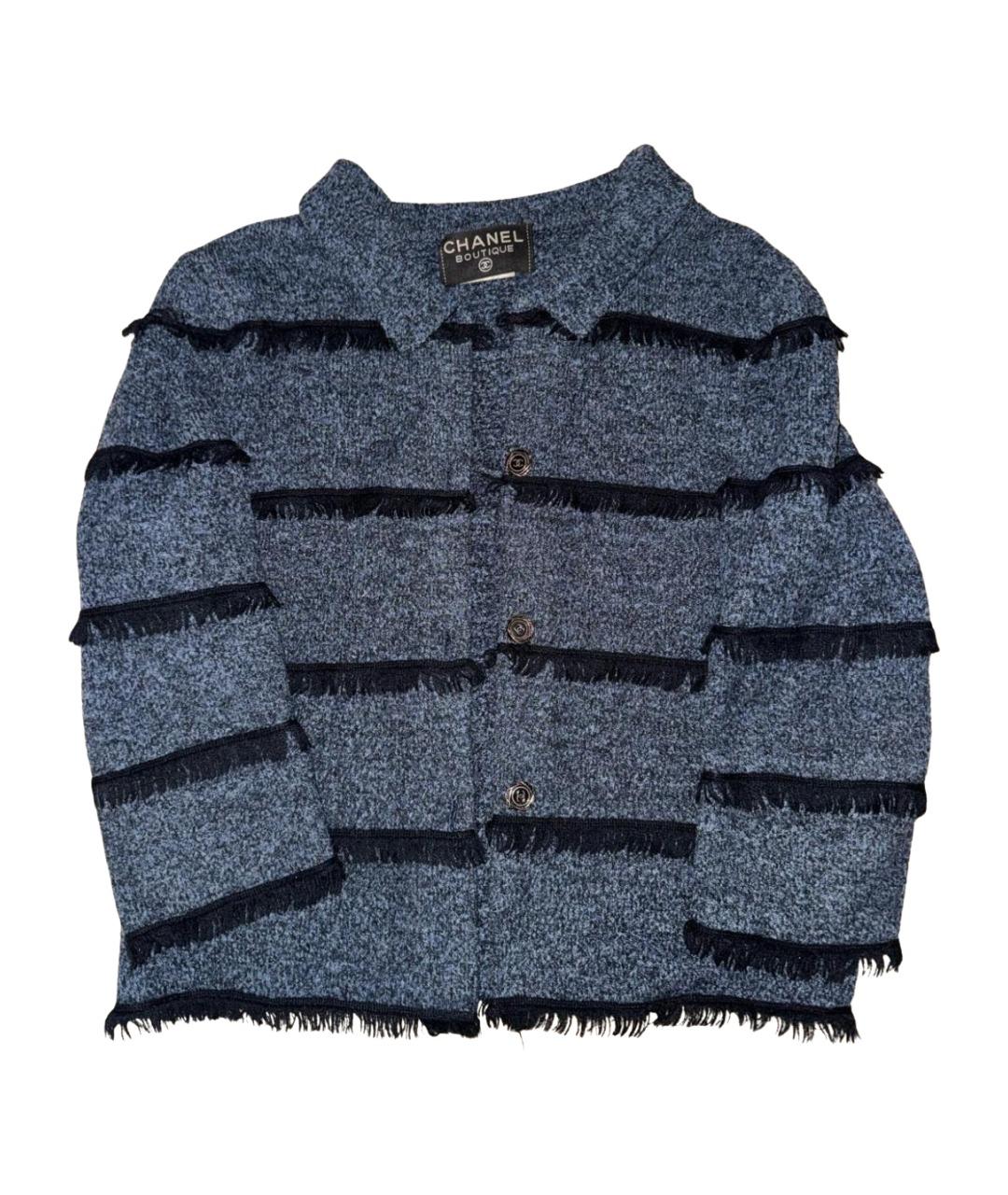 CHANEL Синий твидовый жакет/пиджак, фото 1
