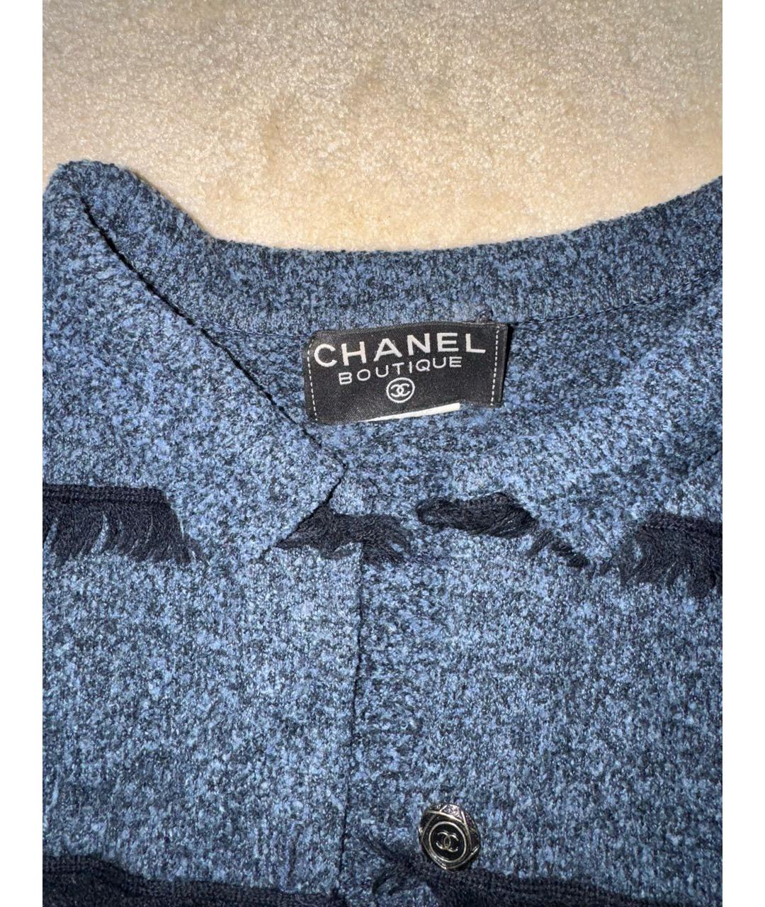 CHANEL Синий твидовый жакет/пиджак, фото 4