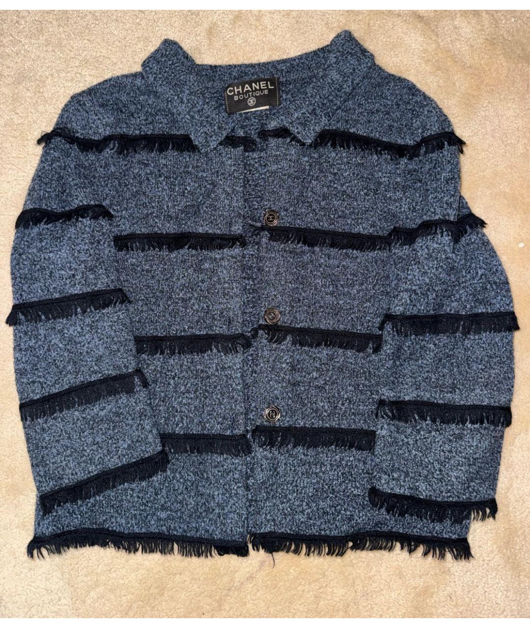 CHANEL Синий твидовый жакет/пиджак, фото 5
