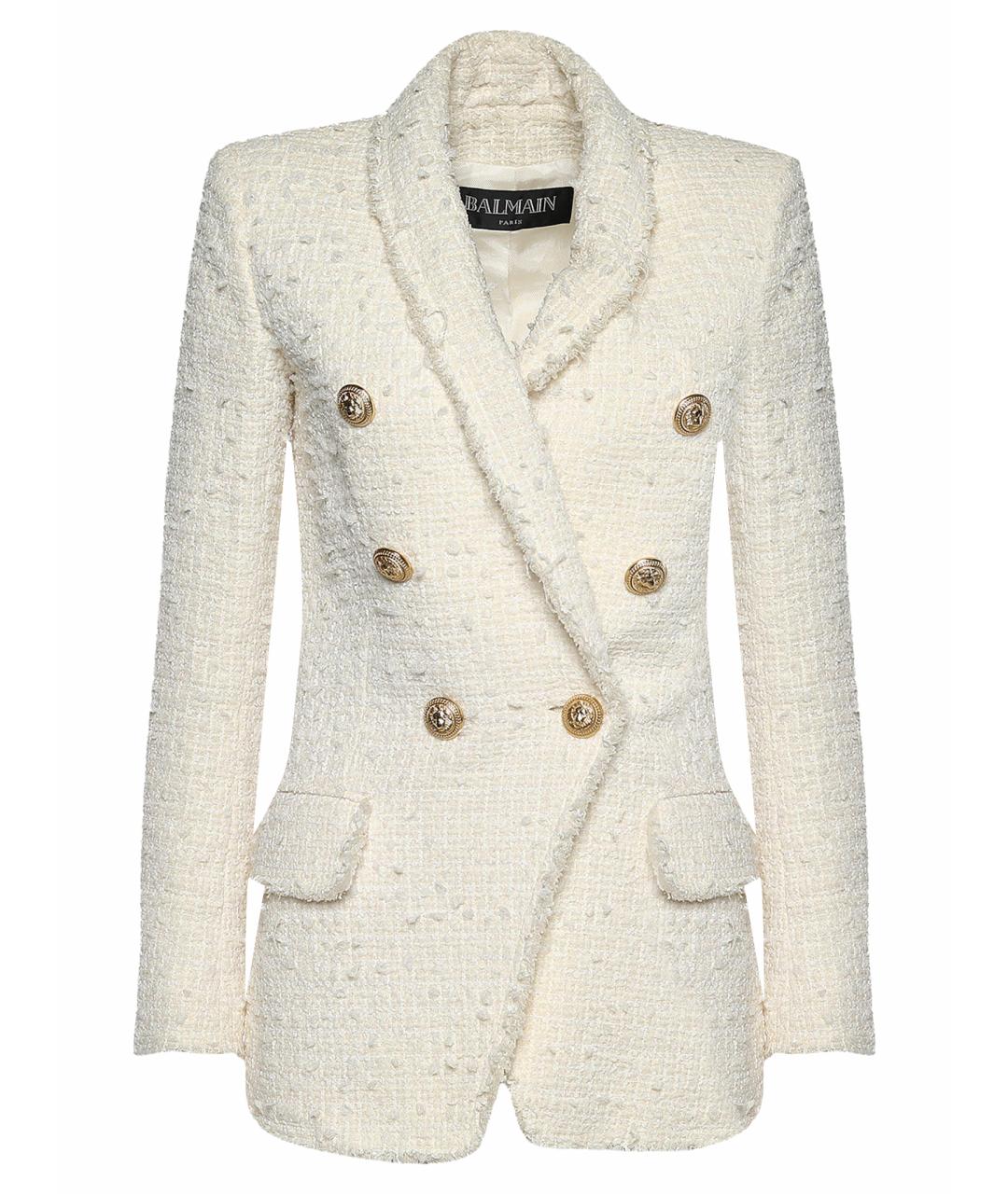BALMAIN Белый твидовый жакет/пиджак, фото 1