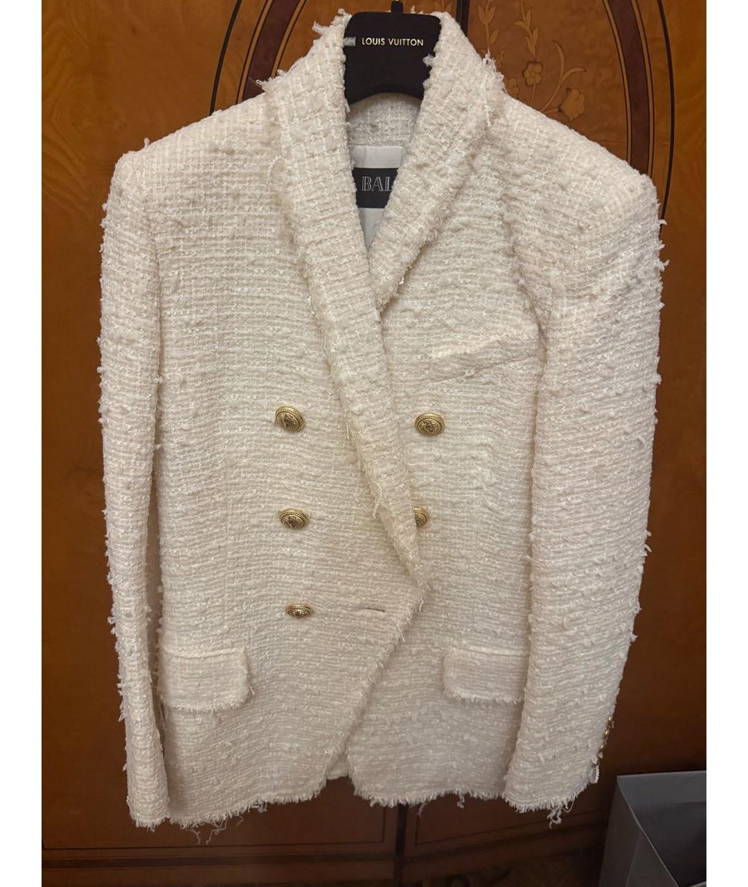 BALMAIN Белый твидовый жакет/пиджак, фото 5