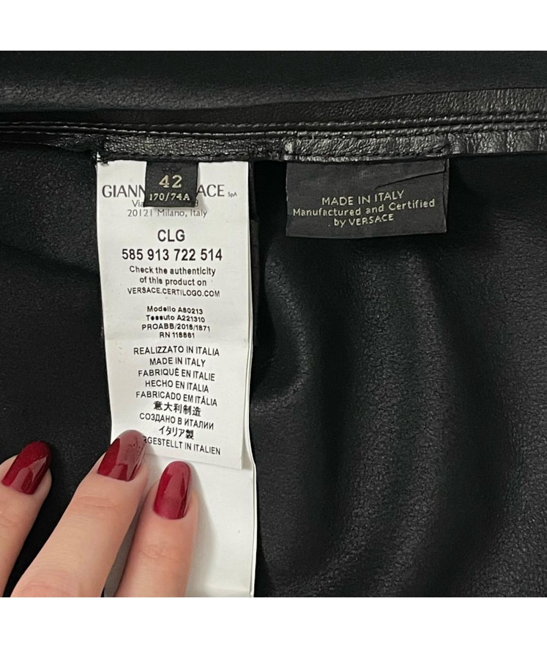 VERSACE Черная кожаная юбка мини, фото 5