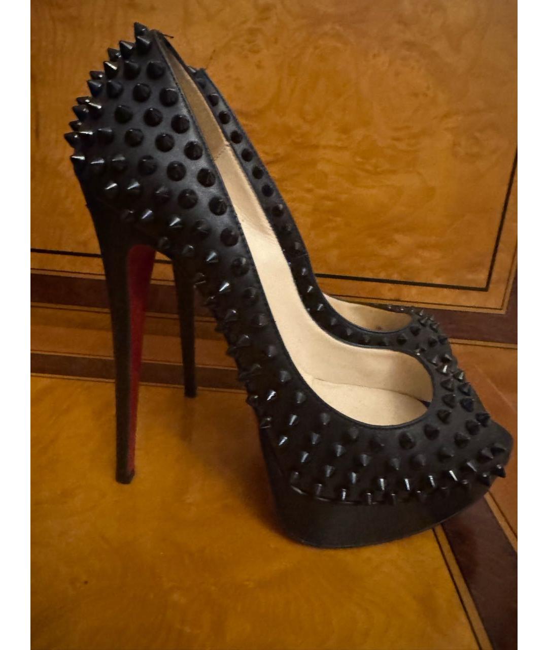 CHRISTIAN LOUBOUTIN Черные кожаные туфли, фото 4